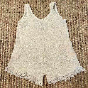 White Knit Sleeveless Romper